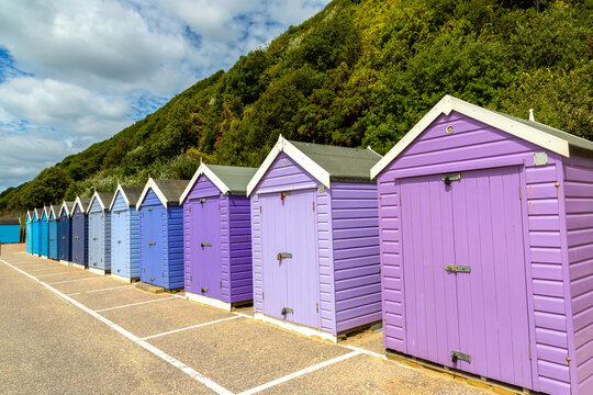 Colorful Beach Huts on Bournemouth Seafront in Bournemouth, Dorset, England, UK