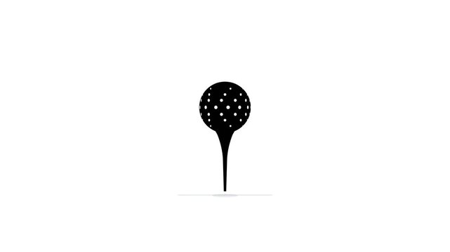 Minimalist golf ball on a tee icon animation