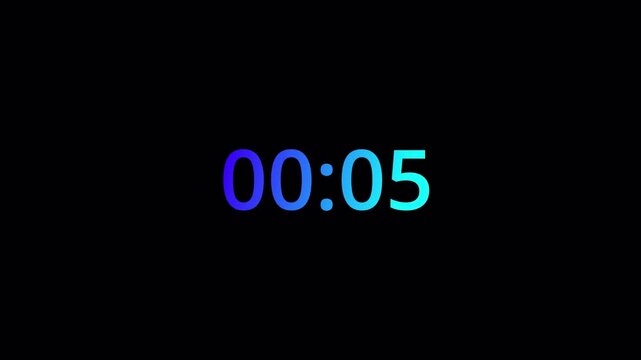 Twenty seconds count up timer animation from 0 to 20 seconds on transparent background, 20 sec gradient count up timer with alpha channel, 20 second count up timer animation in 4k.