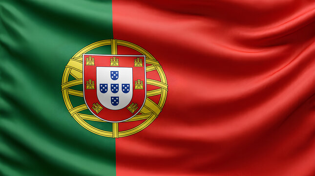 Portuguese national flag with vibrant colors and detailed emblem showcasing national pride and heritage of Portugal