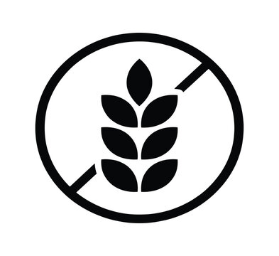 Minimalist gluten free dietary icon with wheat grain silhouette for allergen labeling and healthy food products.