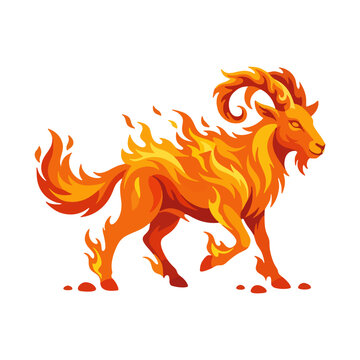 Fiery Ram fire goat sheep zodiac vector Illustration for CNY Chinese New Year Celebration