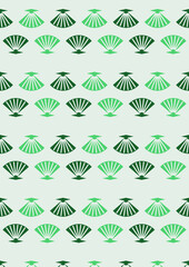 Seamless pattern of green seashells on light background. © Dave Maulana Ferros