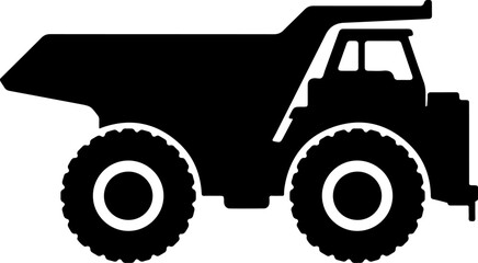 Black silhouette of a heavy mining dump truck isolated on white background © Vectaris Studio