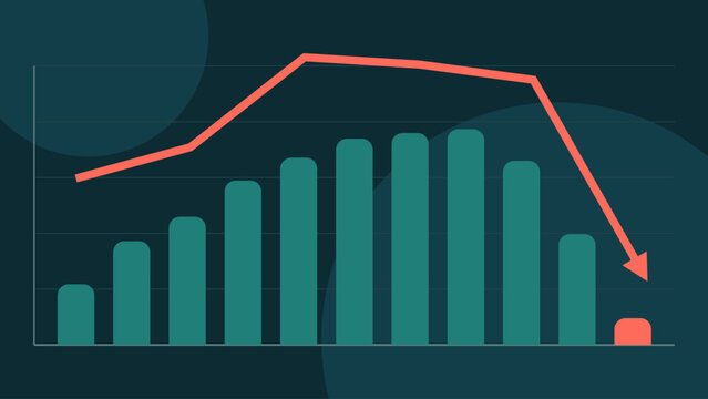 Financial market decline, business crisis, and economic downturn chart