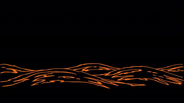 A clean minimalist line art animation of ocean waves flowing in a seamless loop. Features a transparent background (RGB+Alpha) for easy overlay on any footage or design.