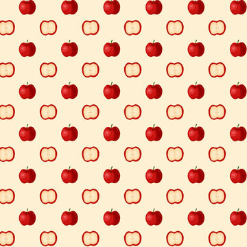 seamless pattern with red apple