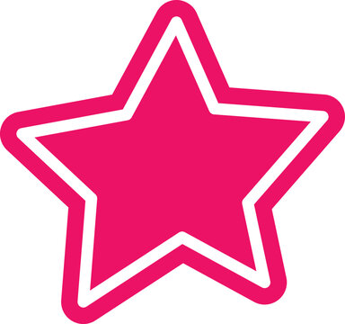 A vibrant pink five-pointed star shape with a white outline isolated on a white background