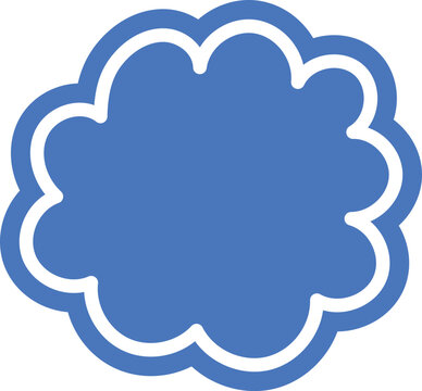 Abstract blue cloud shape with white outline on white background