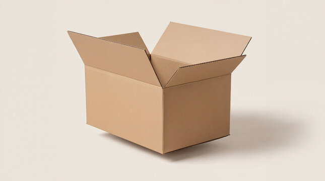 This cardboard box is an open box, a brown box, and a packing box of corrugated cardboard, with an empty box interior and raised box flaps, used for packaging as a shipping box or moving box.