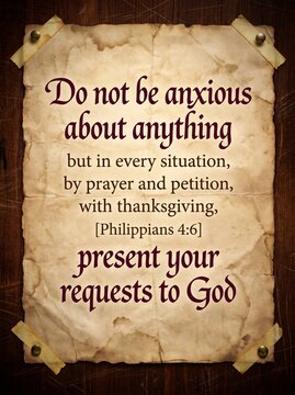 Biblical scripture quote on aged parchment paper for religious