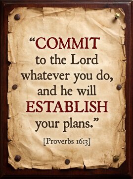 Vintage parchment quote about commitment and divine planning for