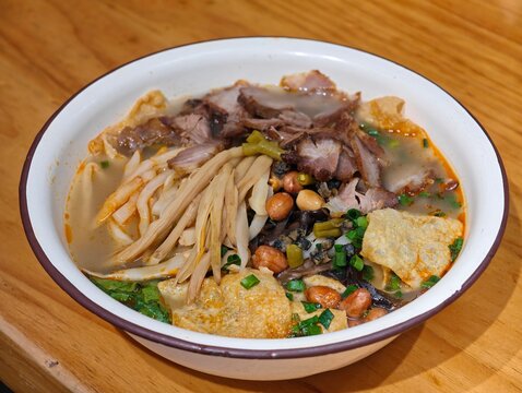 bowl of Liuzhou Luosifen river snail rice noodles