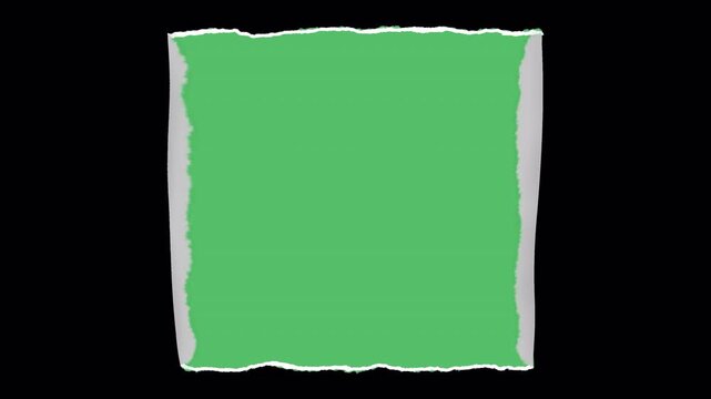 Green Screen Paper Tear Frame Transparent Background Animated Overlay