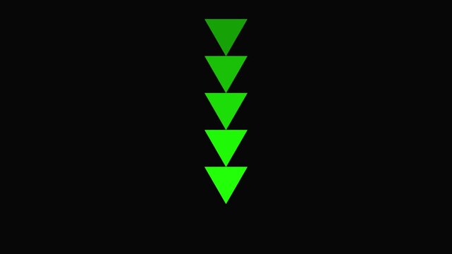 Neon Green Vertical Down Arrow Motion Animation on Black Background