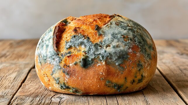 Moldy bread loaf stale food, Rotten organic food texture, Unhealthy expired bakery concept