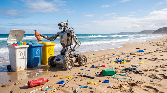 Robot sorting beach cleanup waste