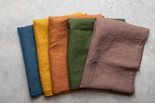Folded Colorful Linen Fabric Remnants Fan Array
