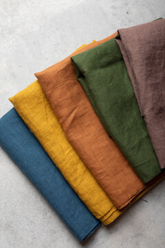 Folded Colorful Linen Fabric Remnants Fan Array