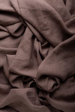 Soft draped dark chocolate brown linen fabric
