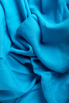Draped Turquoise Blue Linen Cloth Background