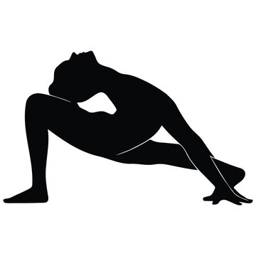 Gymnast silhouette performing advanced backbend pose for gymnastics and flexibility design.