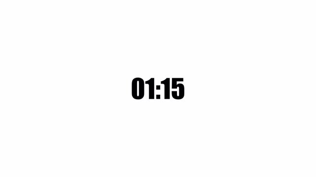2 minute Countdown timer animation. 2 minutes displays modern minimal countdown, 120 second countdown timer with transparent background in 4k.