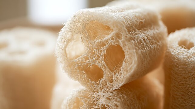 Natural loofah sponges for skin exfoliation and eco friendly bath care.