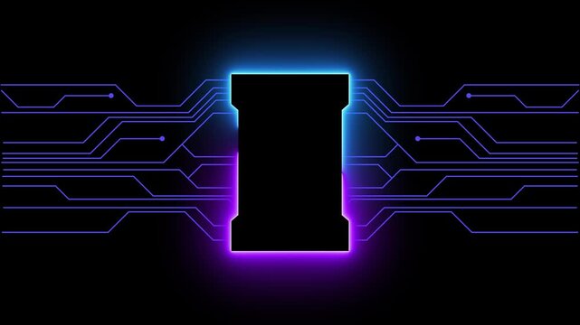 Futuristic Digital Circuit, Sci-Fi Electricity Flows Iircuit Board Digital Lines