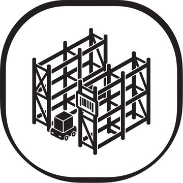 Warehouse logistics automated system shelves robot vector icon