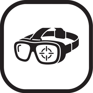 Virtual reality headset VR goggles target gaming tech vector icon