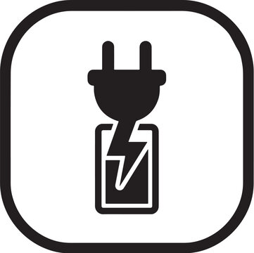 Electric vehicle charging plug battery power energy vector icon   