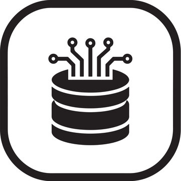 Database server with circuit board data storage vector icon   