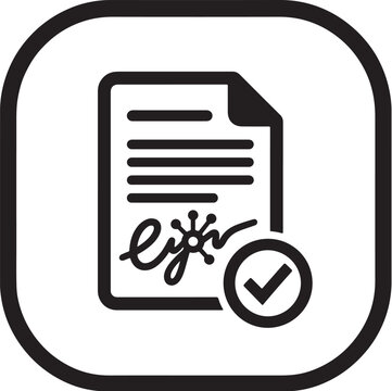 Digital signature contract document verification approved vector icon