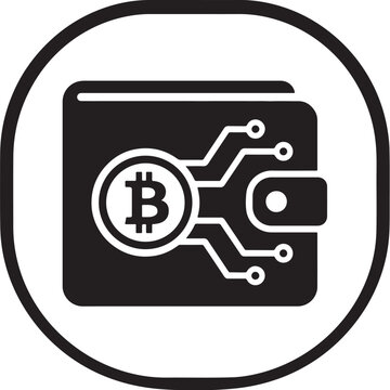 Crypto wallet bitcoin cryptocurrency digital finance blockchain vector icon