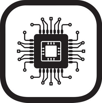 CPU microprocessor microchip processor computer hardware vector icon   