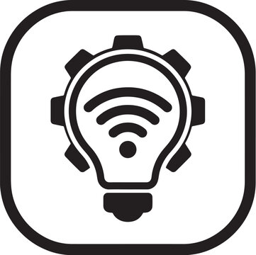 Smart bulb with gear and wifi wireless technology vector icon