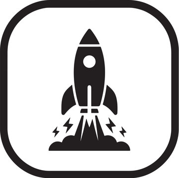 Rocket launch startup business growth success vector icon   