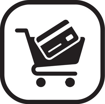 Shopping cart with credit card ecommerce payment vector icon