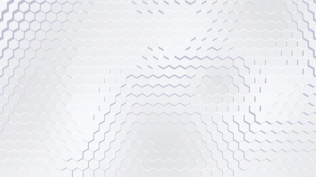 White Hexagon Columns Rising in Smooth Waves, Abstract 3D Geometric Honeycomb Background for Technology Presentation