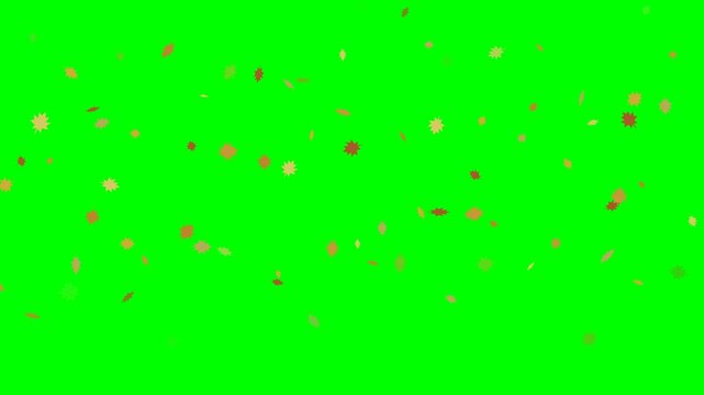 An animation overlay of falling autumn leaves featuring independent movement against a green screen background. It comprises 84 leaves with natural swaying motion, 3D flipping effects, smooth fade-in/