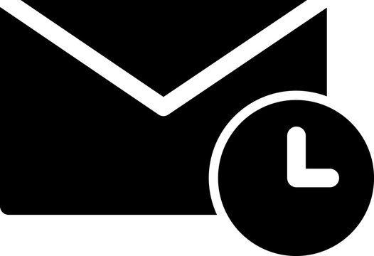 Email message with time clock icon representing scheduled delivery or pending status for business communication