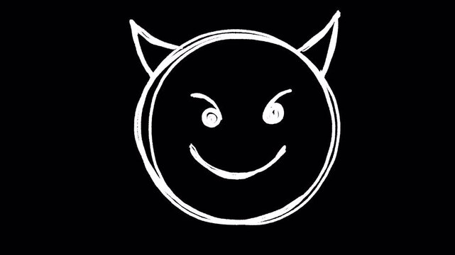 Hand Drawn Evil Devil Smile Doodle Transparent Background Animated Overlay