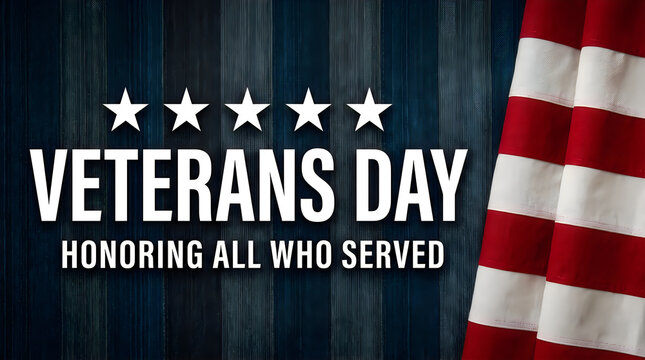 Veterans day honoring all who served with american flag background