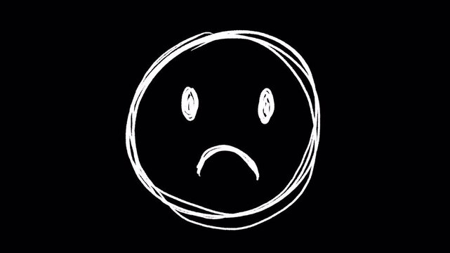 Hand Drawn Tearful Sad Face Doodle Transparent Background Animated Overlay