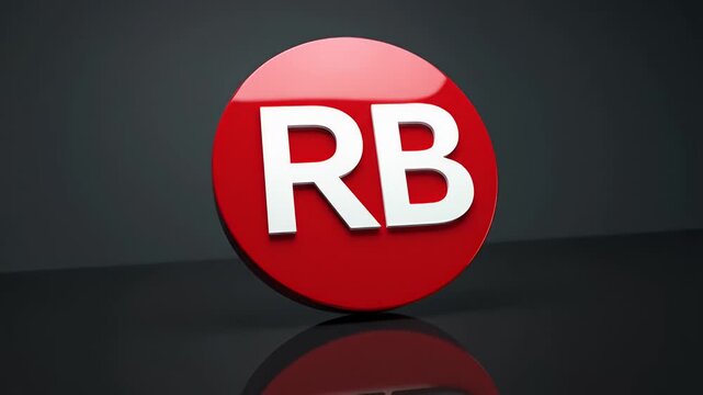 Red glossy circular badge displaying white letters RB on dark gradient background
