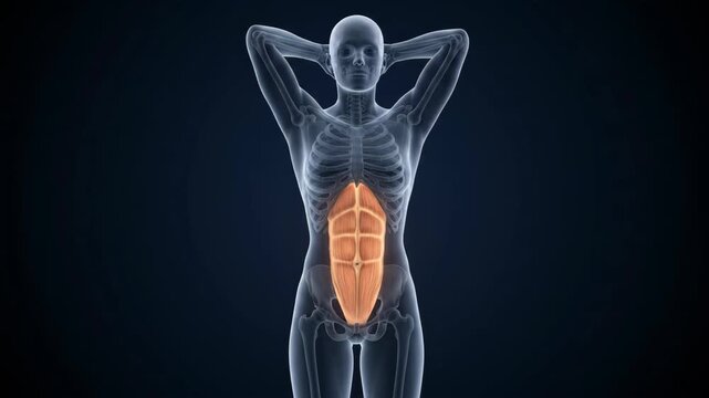 3d medical visualization of human rectus abdominis muscles