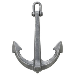 A classic heavy metal ship anchor isolated on a clean white background for nautical design use © Sapphire