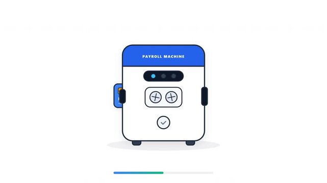 Direct deposit animation showing payroll machine processing salary