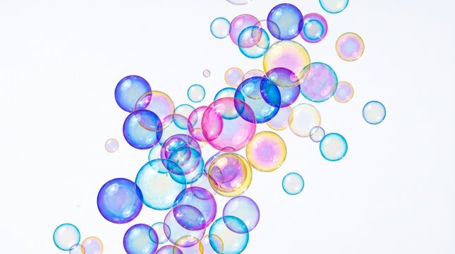 Colorful blue, purple, pink and yellow bubbles